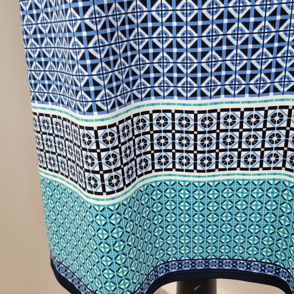 Max Studio Blue An Teal Geometric Pattern Sleeveless Criss-Cross Dress Sz XL NEW - Picture 5 of 10